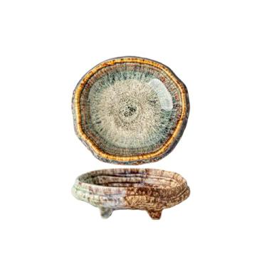 Imagem de Prato de cerâmica para sobremesa de pé alto prato de tempero em forma especial - Fire Rock - prato de 12,7 cm