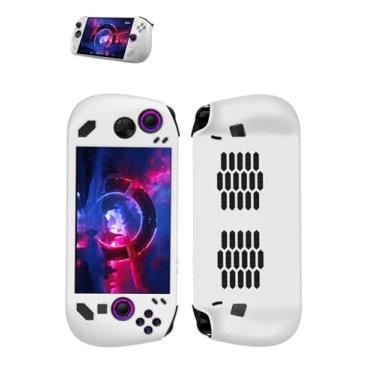 Imagem de Capa para Lenovo Legion Go S, capa de silicone de proteção total WUNIAK com design fino, aderência antiderrapante à prova de choque anticolisão para console de jogos Lenovo Go S, branca.