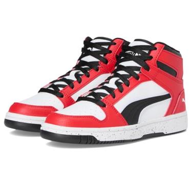 Imagem de PUMA Tênis unissex infantil Rebound Layup Mid, Branco e preto para todos os tempos vermelho Ah25, 21
