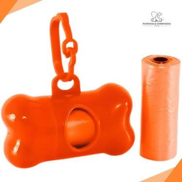 Imagem de Kit Cata Caca Suporte 30 Saquinhos Refil Cães e Gatos PetMart, Laranja