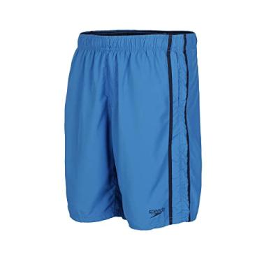 Imagem de Bermuda de Natação, Speedo, Bold, Microfibra com Recortes Contrastantes, tamanho M - Azul/Marinho