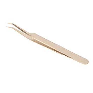 Imagem de Mingzhe Tweezer de Aço Inoxidável Tweezer Professional Falso Lash Extensão Aplicação Manicure Unha Pearl Golden (Tweezer oblíqua)