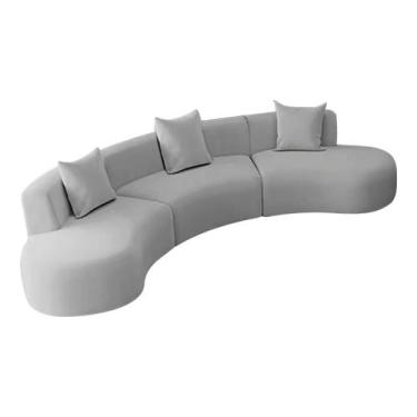 Imagem de Kit Sofá Modular 4 Lugares 360cm Moderno Curvo Orgânico Duna Linho - D