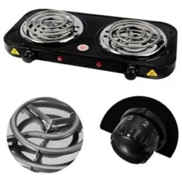 Imagem de Fogão Fogareiro Elétrico Portátil 2 Bocas 2000w 110v Potente Pratico -