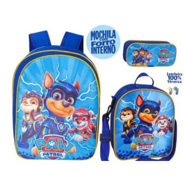 Imagem de Kit Mochila Patrulha Canina Menino Lancheira Térmica+ Estojo - Sem Mar