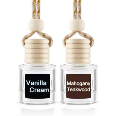 Imagem de JUSTTOP Purificador de ar para carro, pacote com 2, madeira de teca de mogno + creme de baunilha difusor de aromatizador de ar para carro, purificador de ar de carro de longa duração para mulheres e