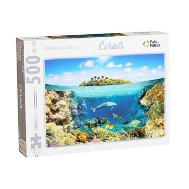 Imagem de Quebra Cabeça 500 Peças Paisagem Corais Mar Peixe Tartaruga Golfinho +