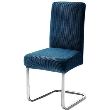 Imagem de Capa elástica para cadeira, 6 peças, à prova d'água, para escritório, jacquard, elastano, elástica, para assentos, cozinha, sala de jantar (6 peças/azul marinho)