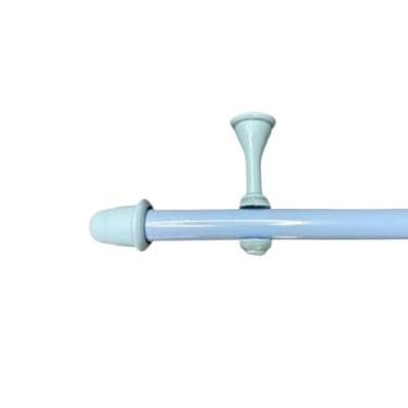 Imagem de Kit Varão de cortina Simples de Aço 2,40 metros 19mm, Bastão Varal de cortina Ferro(Azul)