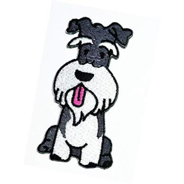 Imagem de Schnauzer branco cinza com adesivo bordado beagle pug husky pitbull cachorro gato animal de estimação desenho animado aplique faça você mesmo roupas camiseta polo mochilas boné fantasia (12)