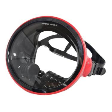 Imagem de Dynwave Máscara de natação óculos subaquáticos óculos de mergulho lentes transparentes à prova de vazamento visão ampla equipamento compacto, Moldura Vermelha