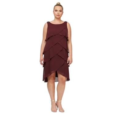 Imagem de S.L. Fashions Vestido feminino plus size sólido com várias camadas adornado no ombro, Fig, 52