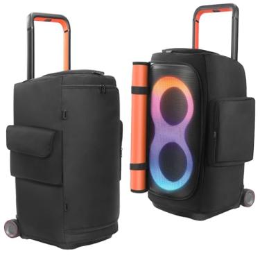 Imagem de OURHZTB Capa de alto-falante compatível com alto-falante portátil JBL PartyBox 520, bolsa de armazenamento macia para viagem ao ar livre com bolsos de janela com zíper para carregador, microfones
