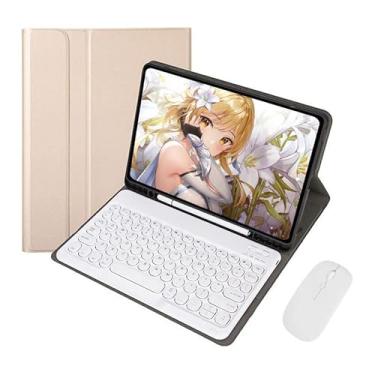 Imagem de Kit de Capa para Samsung Tab S7fe/s7plus/s8plus (Inclui Teclado com Teclas Circulares Bluetooth + Mouse)