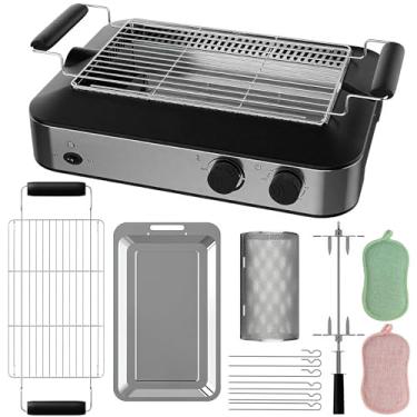 Imagem de Tripla funcionalidade: grelha giratória de 360 graus, fritadeira a ar e espeto giratório em um só produto - sem fumaça, aquecimento uniforme e fácil limpeza