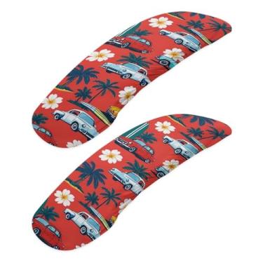Imagem de Wanzuoeng Capas para cadeira de escritório com estampa de coqueiro, 2 peças de capas elásticas para descanso de braço para cadeira de jogos, estampa de flores, protetores de braço para cadeira de