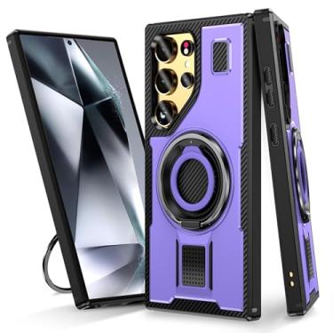 Imagem de HJZSZX Capa protetora para celular Galaxy A55 com suporte de metal giratório e anel à prova de choque (para Galaxy A55/roxo)