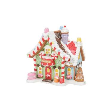 Imagem de Department 56 Disney Village Mickey Mouse Peppermint Villa Lit Building, 6,3 polegadas, multicolorido