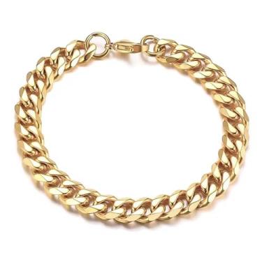 Imagem de LXBQYSTO Pulseira masculina de elos cubanos de aço inoxidável de 5 mm/7 mm/9 mm, prata/ouro 7,09/8,27/23 cm, 8.27inch, Aço inoxidável, Sem Pedra Preciosa