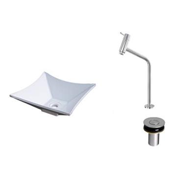 Imagem de Kit Cuba L30 C/Torneira Link 1062 Metal + Válvula Click 1''B (2,6cm) Branca