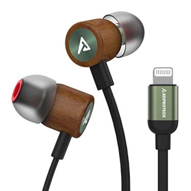 Imagem de ADPROTECH Fones De Ouvido Lightning Com Fio, Wood, Certificação Mfi, Intra-Auriculares Magnéticos Microfone E Controle Volume, Compatíveis Iphone 14, 13, 12, 11 Pro Max, X, Xs, Verde Escuro