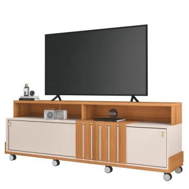 Imagem de Rack Bancada Graci 1.8 para TV até 70 - HB Móveis, Cinamomo/Off White