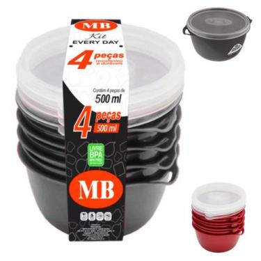 Imagem de Conjunto Kit 4 Potes Organizadores Bowls 500ml Tampa Transparente Livr