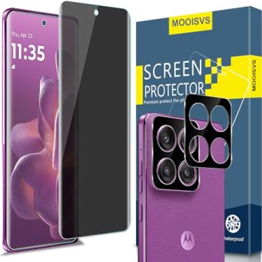 Imagem de MOOISVS [Pacote com 2 + 2 para Motorola Edge 60 Pro Privacy Protetor de Tela de Vidro Temperado + Protetor de Lente de Câmera, Película de Vidro Temperado Ultra HD, Antiespião, Dureza 9H
