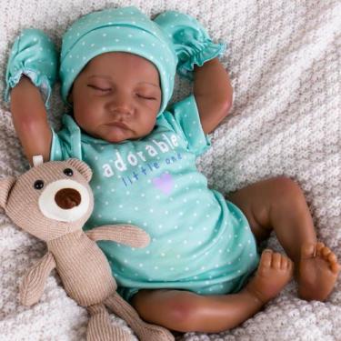 Imagem de Boneca Reborn Baby Doll Aori Black de 18 polegadas com kit de alimenta