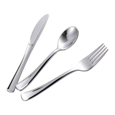Imagem de Conjunto de talheres de plástico prateado N9R 500 unidades - 200 garfo