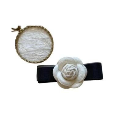 Imagem de Broche De Flor Camélia De Veludo Com Laço, Estilo Colegial Feminino, A