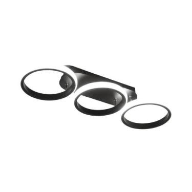 Imagem de Luminária De Teto LED Minimalista Preta Moderna Com Dupla Luz Redonda 