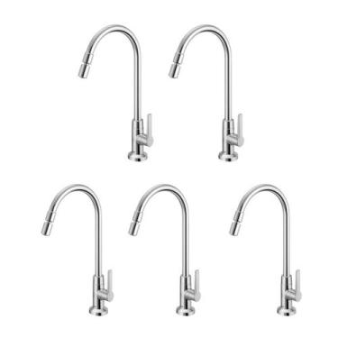 Imagem de Kit 5 Torneira P Pia De Cozinha Mesa Bica Alta Gali Docol
