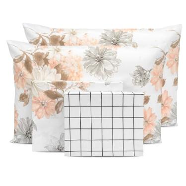 Imagem de Lençol SUPER KING 4 pçs Percal 180 Fios - Estampado 80% Algodão (PETALLI - COMPOSÊ)