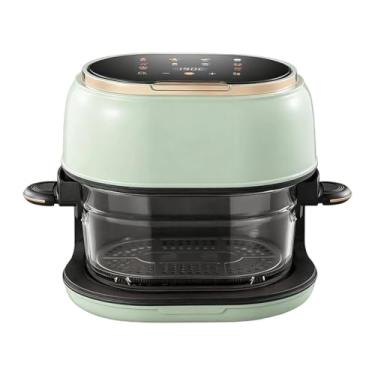 Imagem de KiBcsLic Fritadeira de ar de vidro visível com capacidade de 4L, resistente, antiaderente, menos óleo, tela sensível ao toque digital compacta, design de, Verde