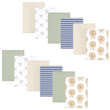 Imagem de Hudson Baby Pacote com 12 panos unissex de flanela de algodão, leão moderno, tamanho único