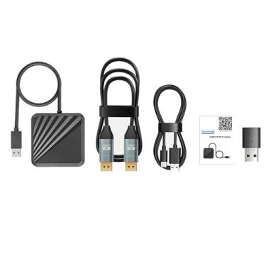 Imagem de LICHIFIT Adaptador + receptor Bluetooth para PS VR2 para computador Windows, kit de adaptador de PC para conector conversor PS5 VR2 com cabo de alimentação tipo C e cabo DisplayPort 1.4 HD para