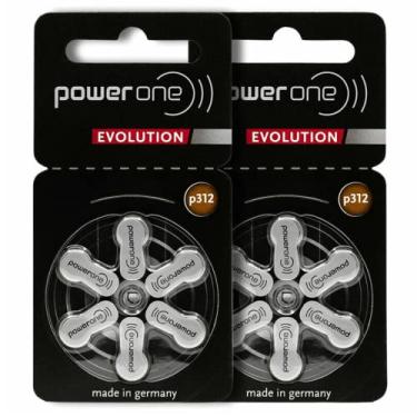 Imagem de PowerOne Evolution Size 312 Pilhas para aparelhos auditivos (1,45 V, zinco e ar com bateria melhorada (12 baterias)