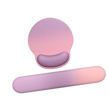 Imagem de AsrMyjcx Suporte de pulso para pad, apoio de pulso para teclado, digitação fácil, pad gamer confortável para casa, café, viagem, Roxo Rosa