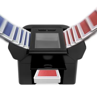Imagem de KTZCTPCA Baralhador de cartas automático recarregável, máquina de embaralhar cartas elétrica, embaralhador de cartas de baixo ruído, embaralhador de cartas de mistura elétrica para pôquer (preto)