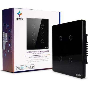 Imagem de Interruptor 4 botões 4X4 WIFI PRETO Compatível Google home e Alexa EKAZA EKAT-T3074-4P