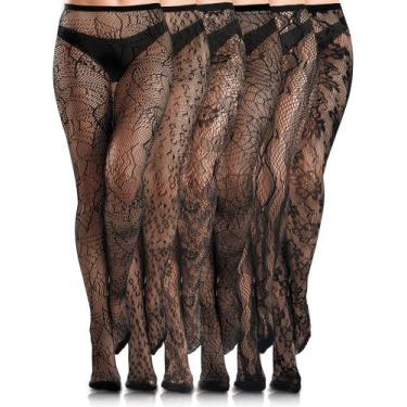 Imagem de Meia-calça Ramede, 6 pares de meias arrastão de Halloween, preta leopa