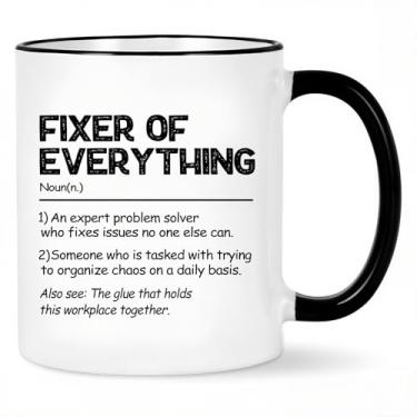 Imagem de WENSSY Presentes de Dia do Chefe para Líderes Homens Amigos Colegas de Trabalho, Fixer of Everything Caneca, Presente de Dia dos Chefes Engraçados Presentes de Natal Aniversário Nacional 325 ml Alça