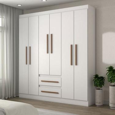 Imagem de Guarda-Roupa Solteiro Europa 6 Portas 2 Gavetas 100% Mdf Branco - Pano