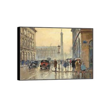 Imagem de BMZFYBS Arte de parede em tela reprodução de pintura famosa - imagens de moldura preta para sala de estar - na chuva - pôster e impressões 50 x 70 cm 20 x 27 pol