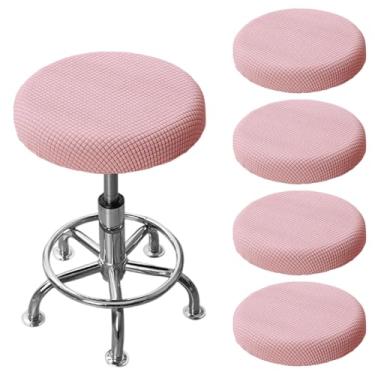 Imagem de Conjunto de 4 capas de almofada de banco redondas para cadeiras de jantar, à prova de poeira, lavável, para cozinha, casamentos, banquetes, sala de reuniões, celebrações, rosa