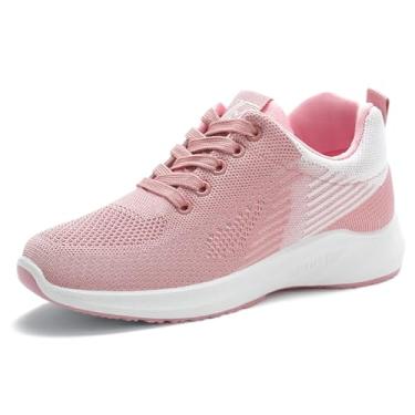 Imagem de Padgene Tênis feminino leve tênis de caminhada esportivo tênis de corrida para mulheres malha respirável academia moda tênis atlético confortável casual, Rosa 1063, 37