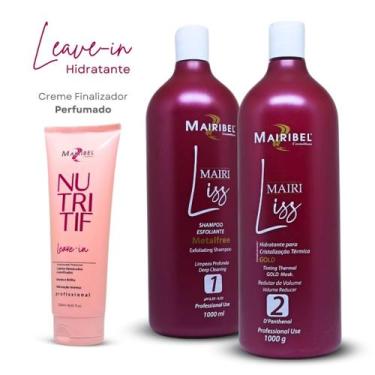 Imagem de Kit Alisante Mairi Liss Gold (Sem Formol) Mairibel 2 Passos + 1 Creme 