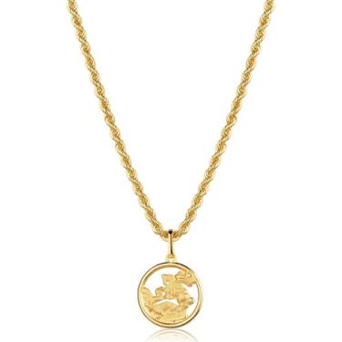 Imagem de Cordão Baiano Masculino Com Medalha São Jorge Ouro 18k - AGAPRIME JÓIA