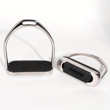 Imagem de Juhua Sela de cavalo de aço inoxidável 304 par de estribos para equitação ocidental (um par)